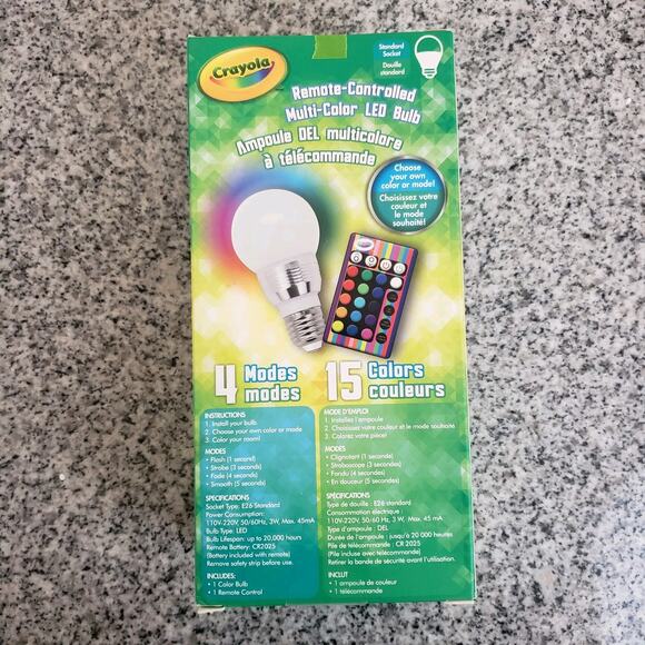 Crayola Remote Controlled Multi-Color LED Bulb. New. Open Box - Picture 3 of 6